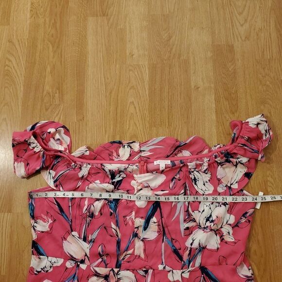 Leith Floral Flounce Detail Dress in Pink Magenta Inked Iris - NEW - Picture 11 of 13